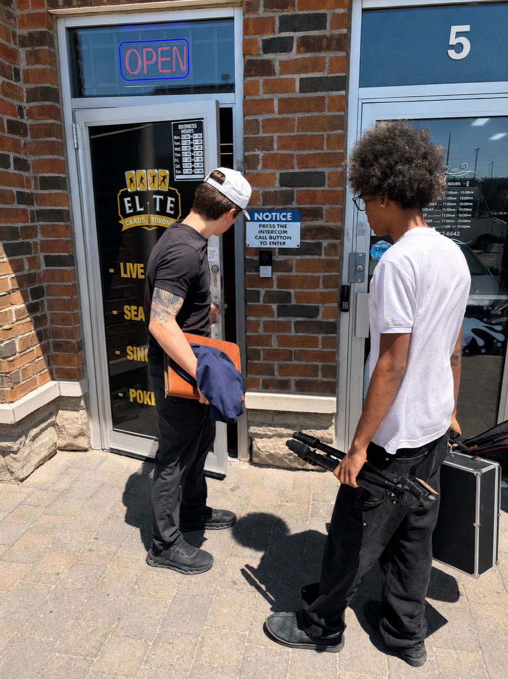 On set at a client's storefront